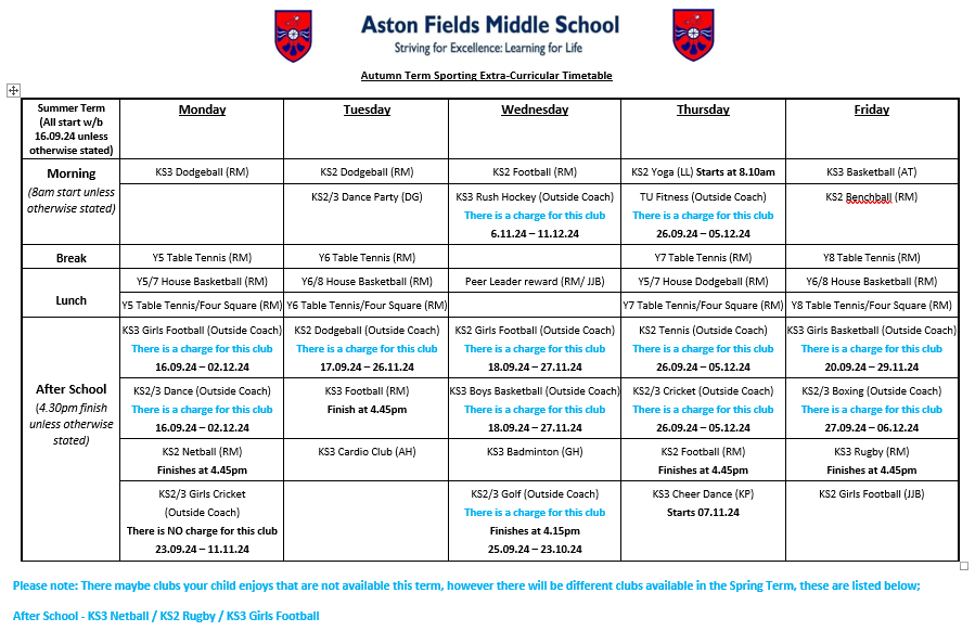 timetable nov